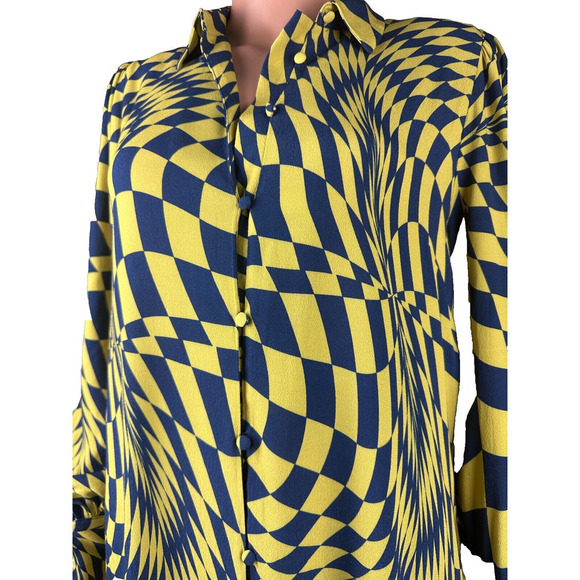 The Drop SIze M Karenbritchick Blue Green Button Down Maxi Dress - Picture 2 of 10